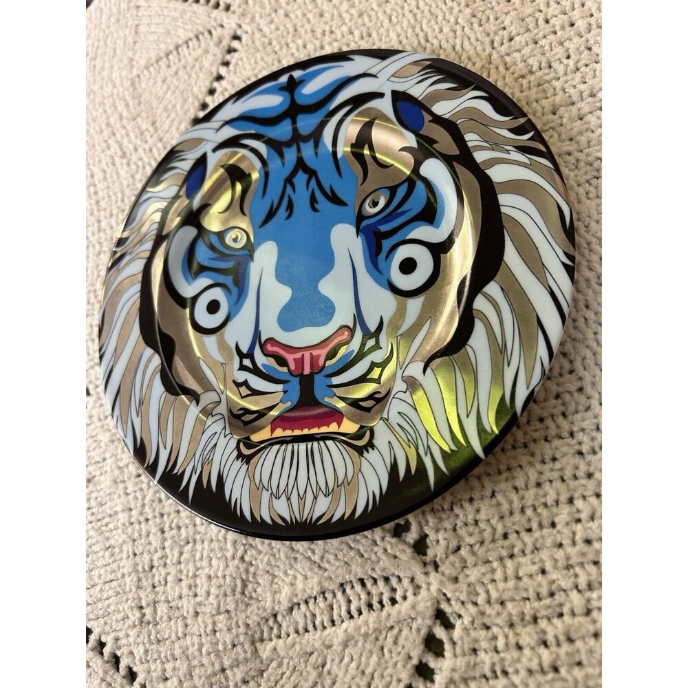 Goodearth 6 in Ceramic Decorative Plate Multicolor Tiger Pattern Glossy 2009